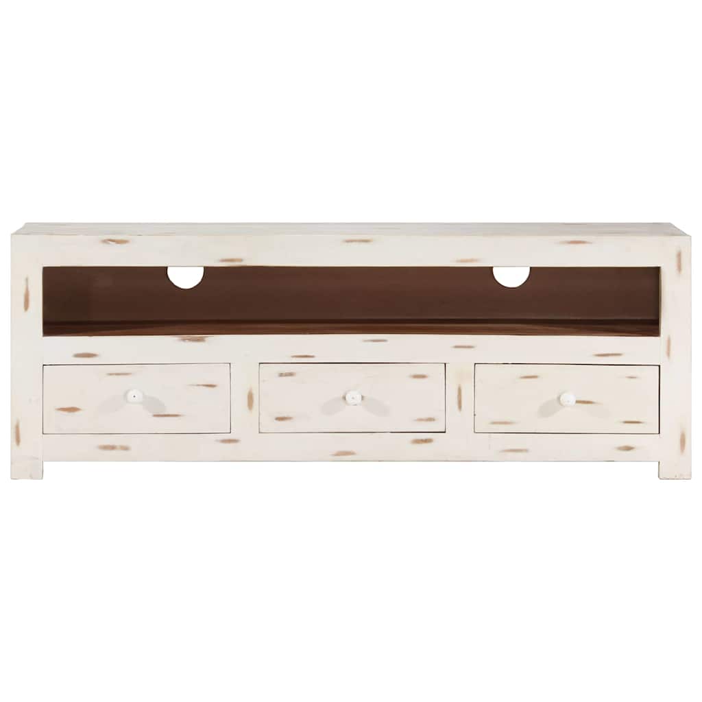 Vidaxl tv-meubel 110x30x40 cm massief acaciahout wit