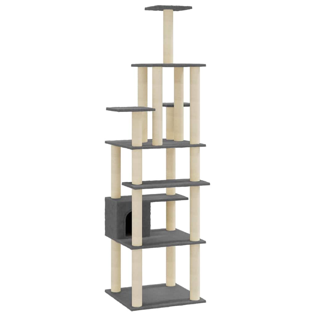 Vidaxl -Katzenkratzerpfosten mit Sisal -Kratzern 183 cm dunkelgrau