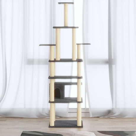 Vidaxl -Katzenkratzerpfosten mit Sisal -Kratzern 183 cm dunkelgrau