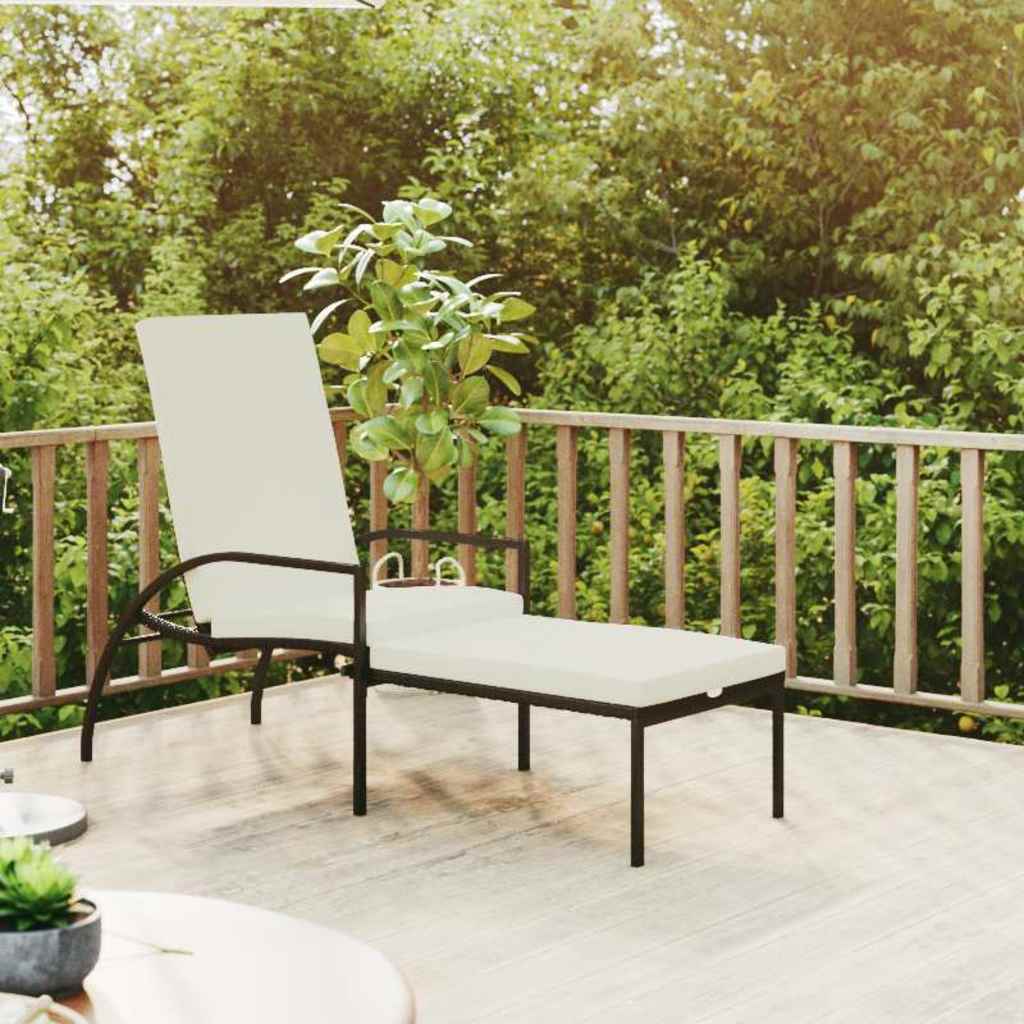 Vidaxl ligbed met voetensteun polyetheen rattan bruin