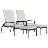 Vidaxl ligbedden 2 st met voetensteun polyetheen rattan bruin