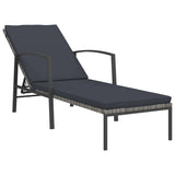 Vidaxl ligbed met kussen poly rattan grijs