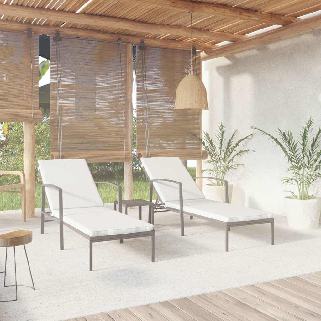 Vidaxl ligbedden 2 st met tafel poly rattan zwart