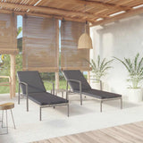 Vidaxl ligbedden 2 st met tafel poly rattan grijs