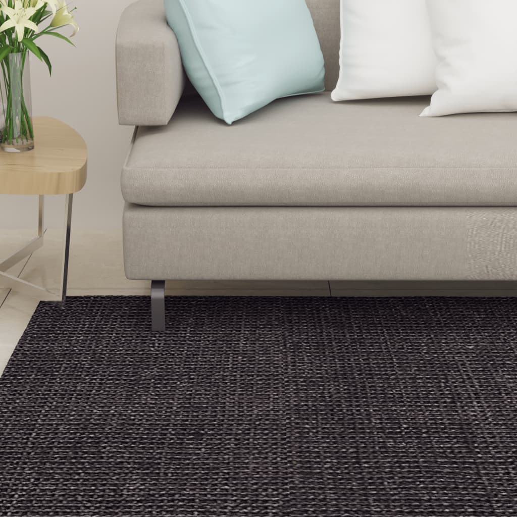 Vidaxl Teppich 66x250 cm Natural Sisal Schwarz