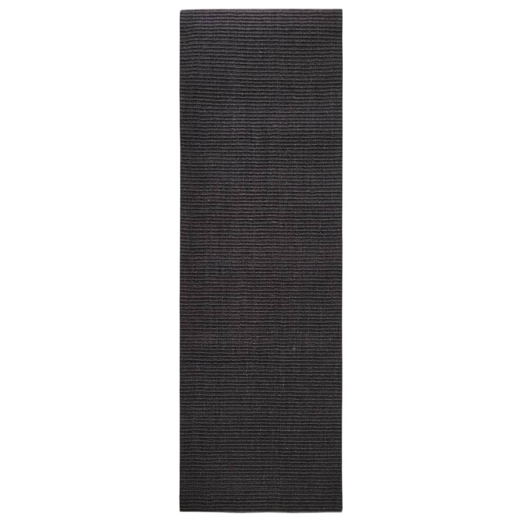 Vidaxl Teppich 80x250 cm Natural Sisal Schwarz