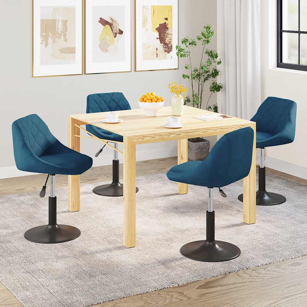 Vidaxl eetkamerstoelen draaibaar 4 st fluweel blauw