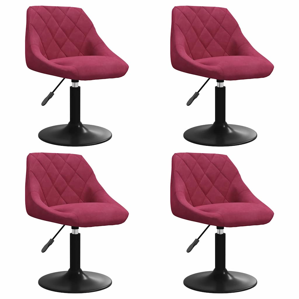 Vidaxl eetkamerstoelen draaibaar 4 st fluweel wijnrood