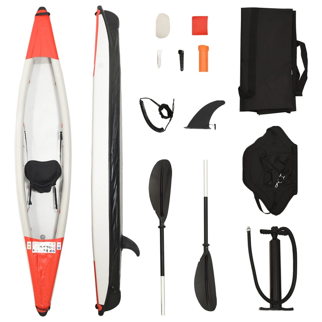 Vidaxl Kayak aufblasbar 375x72x31 cm Polyesterrot