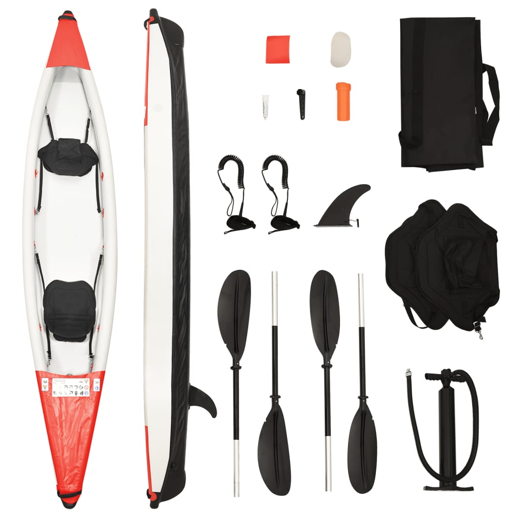 Vidaxl Kayak aufblasbar 424x81x31 cm Polyesterrot