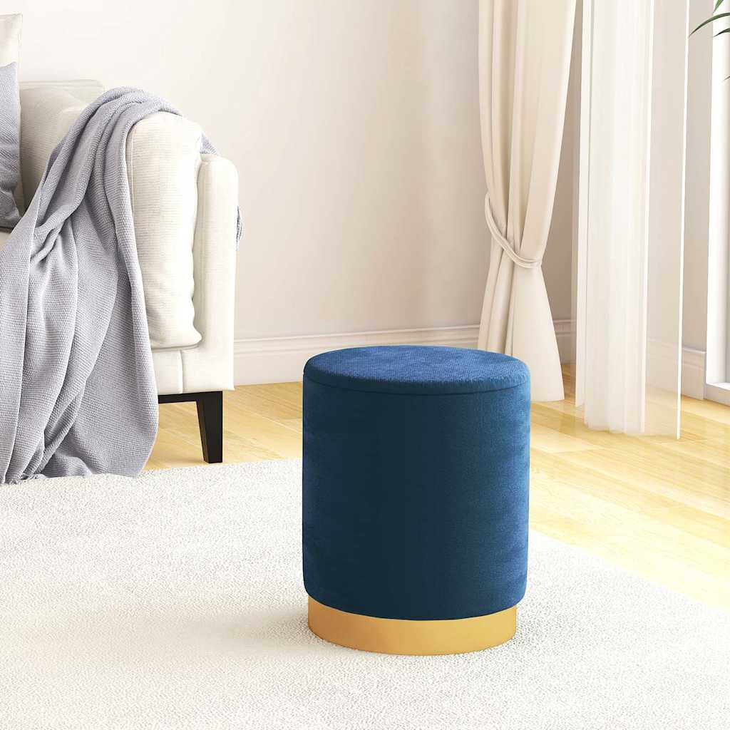 Vidaxl hocker met opbergruimte rond fluweel 31 x 37 cm blauw