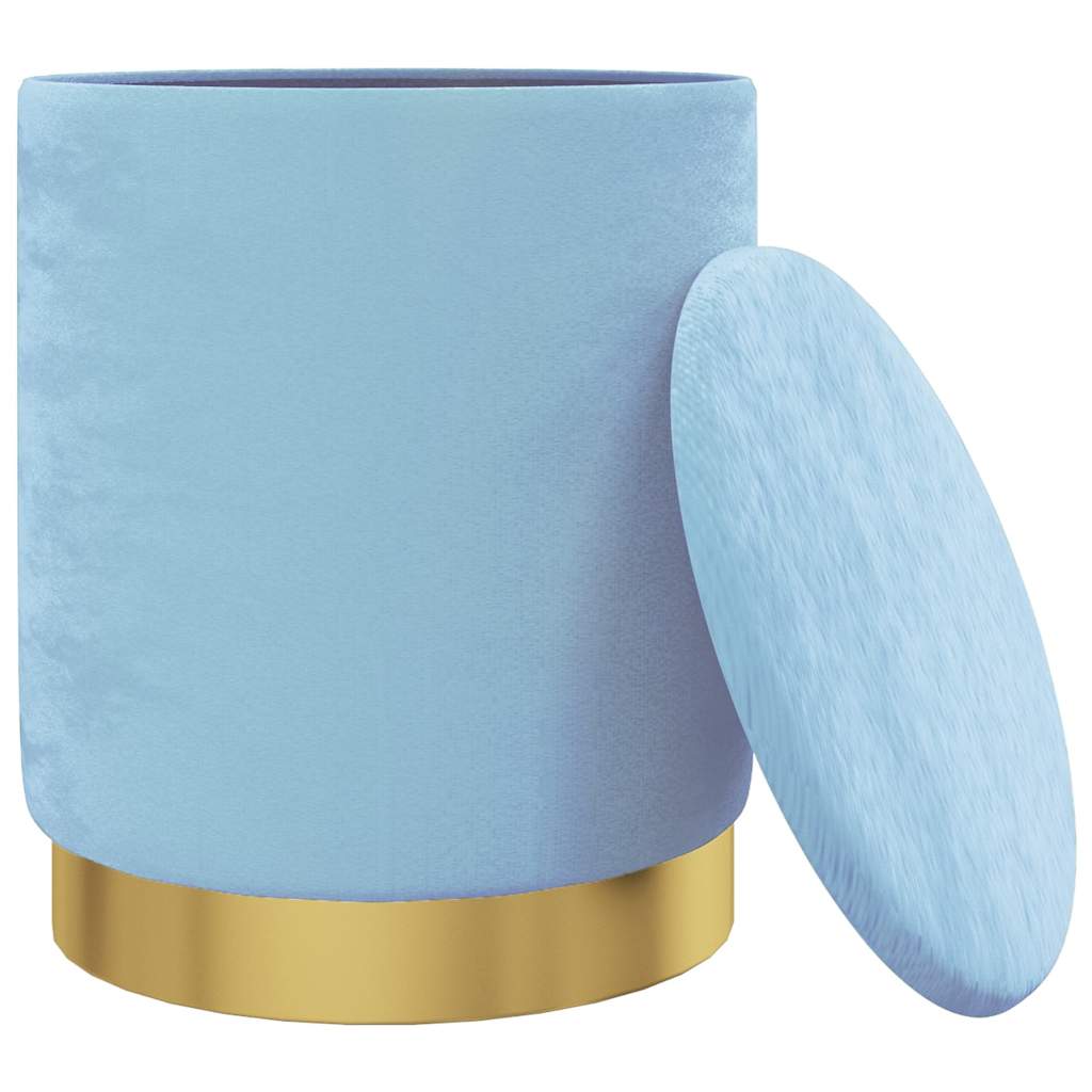 Vidaxl hocker met opbergruimte rond fluweel 31 x 37 cm lichtblauw