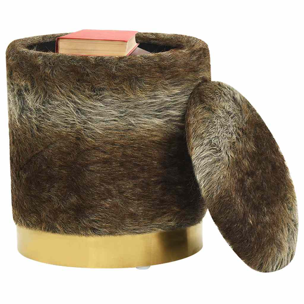 Vidaxl hocker met opbergruimte rond pluche meerkleurig 31 x 37 cm