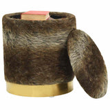 Vidaxl hocker met opbergruimte rond pluche meerkleurig 31 x 37 cm