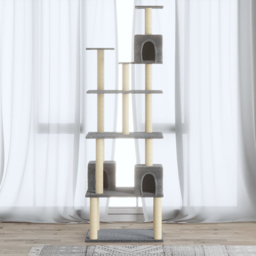 Vidaxl -Katzenmöbel mit Sisal -Kratzerpfosten 188 cm hellgrau