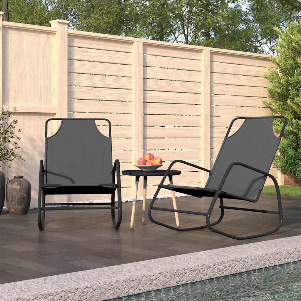 Vidaxl ligstoelen 2 st schommelend staal en textileen grijs