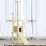 Vidaxl -Katzenmöbel mit Sisal -Kratzerpfosten 155 cm creme -gelenkt