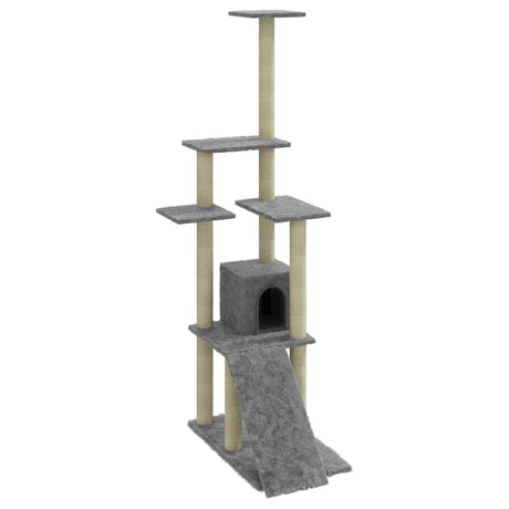 Vidaxl -Katzenmöbel mit Sisal -Kratzerpfosten 155 cm hellgrau