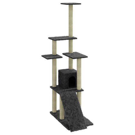 Vidaxl -Katzenmöbel mit Sisal -Kratzerpfosten 155 cm dunkelgrau