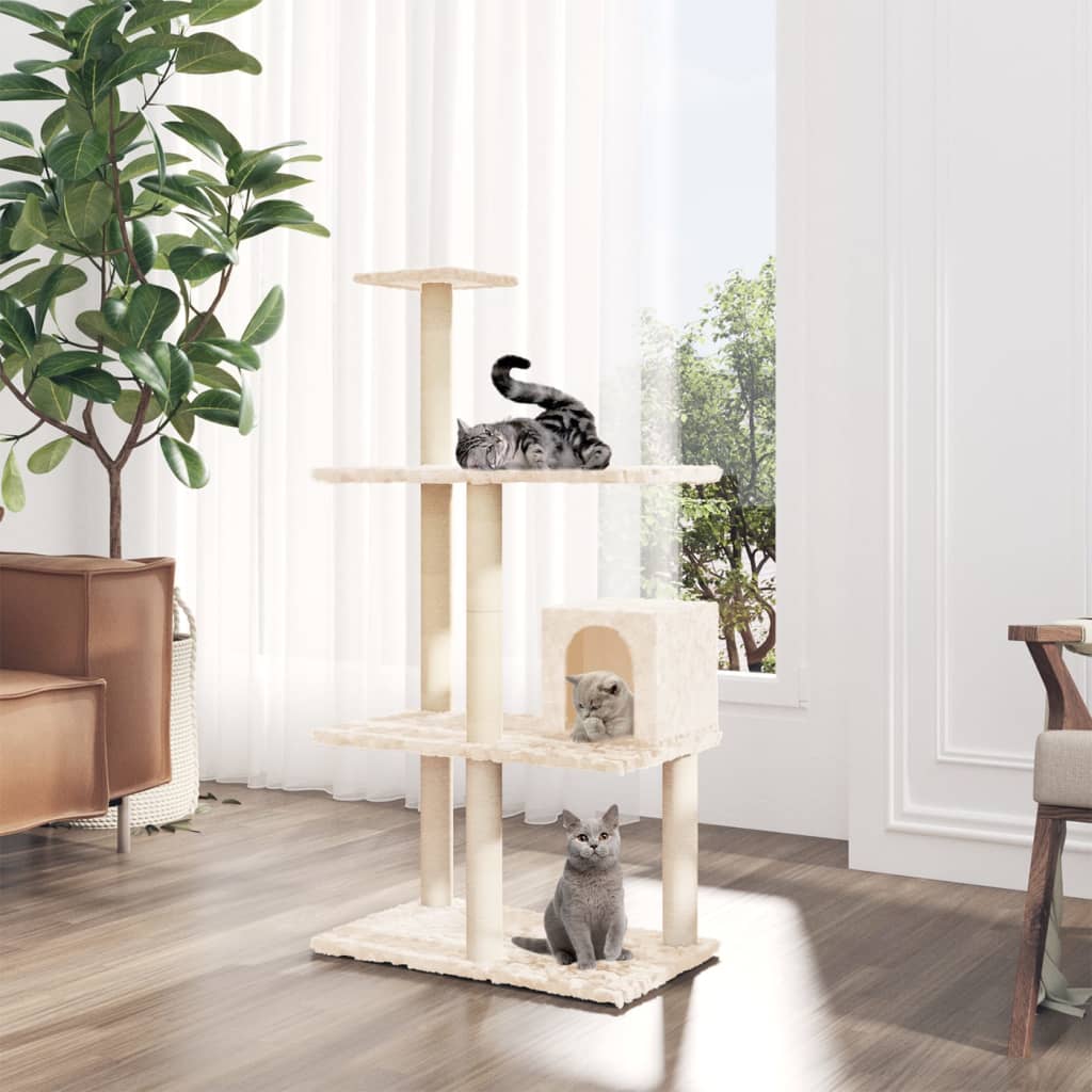 Vidaxl Katzenmöbel mit Sisal-Kratzstämmen 119 cm cremefarben