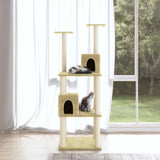 Vidaxl -Katzenmöbel mit Sisal -Kratzer -Pfosten 141 cm creme -gelenkt