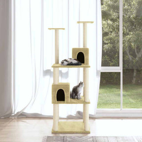 Vidaxl -Katzenmöbel mit Sisal -Kratzer -Pfosten 141 cm creme -gelenkt