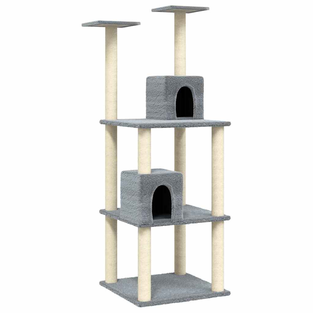 Vidaxl Katzenmöbel mit Sisal-Kratzstämmen 141 cm hellgrau