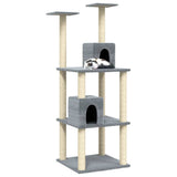 Vidaxl Katzenmöbel mit Sisal-Kratzstämmen 141 cm hellgrau