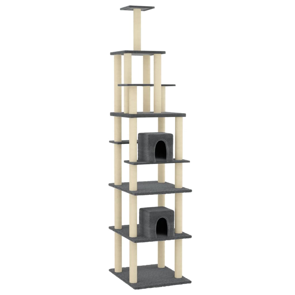Vidaxl Katzenmöbel mit Sisal-Kratzstämmen 216 cm dunkelgrau