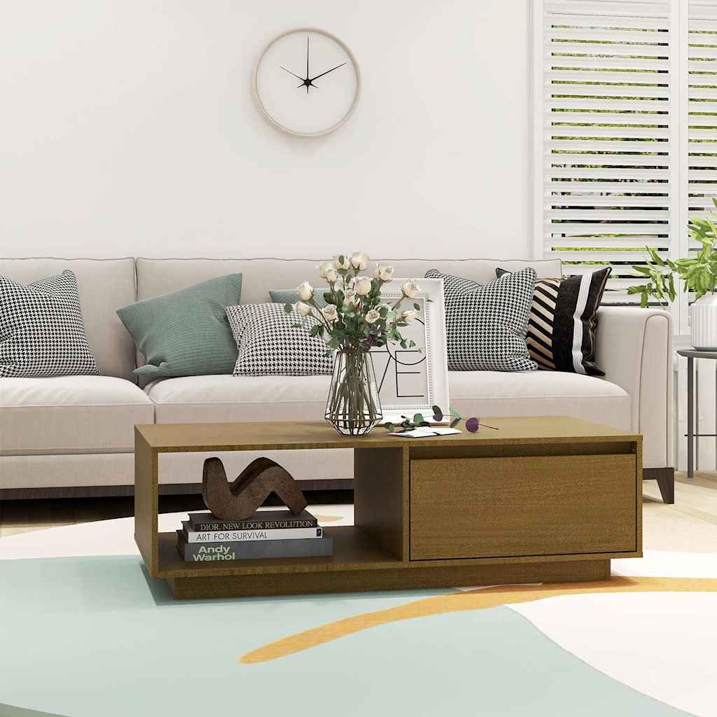 Vidaxl salontafel 110x50x33,5 cm massief grenenhout honingbruin