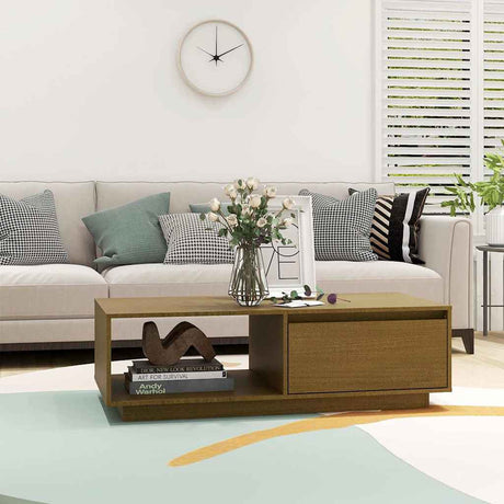 Vidaxl salontafel 110x50x33,5 cm massief grenenhout honingbruin