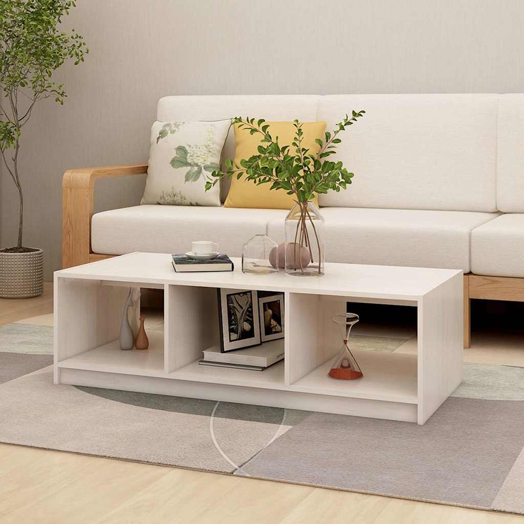 Vidaxl salontafel 110x50x34 cm massief grenenhout wit
