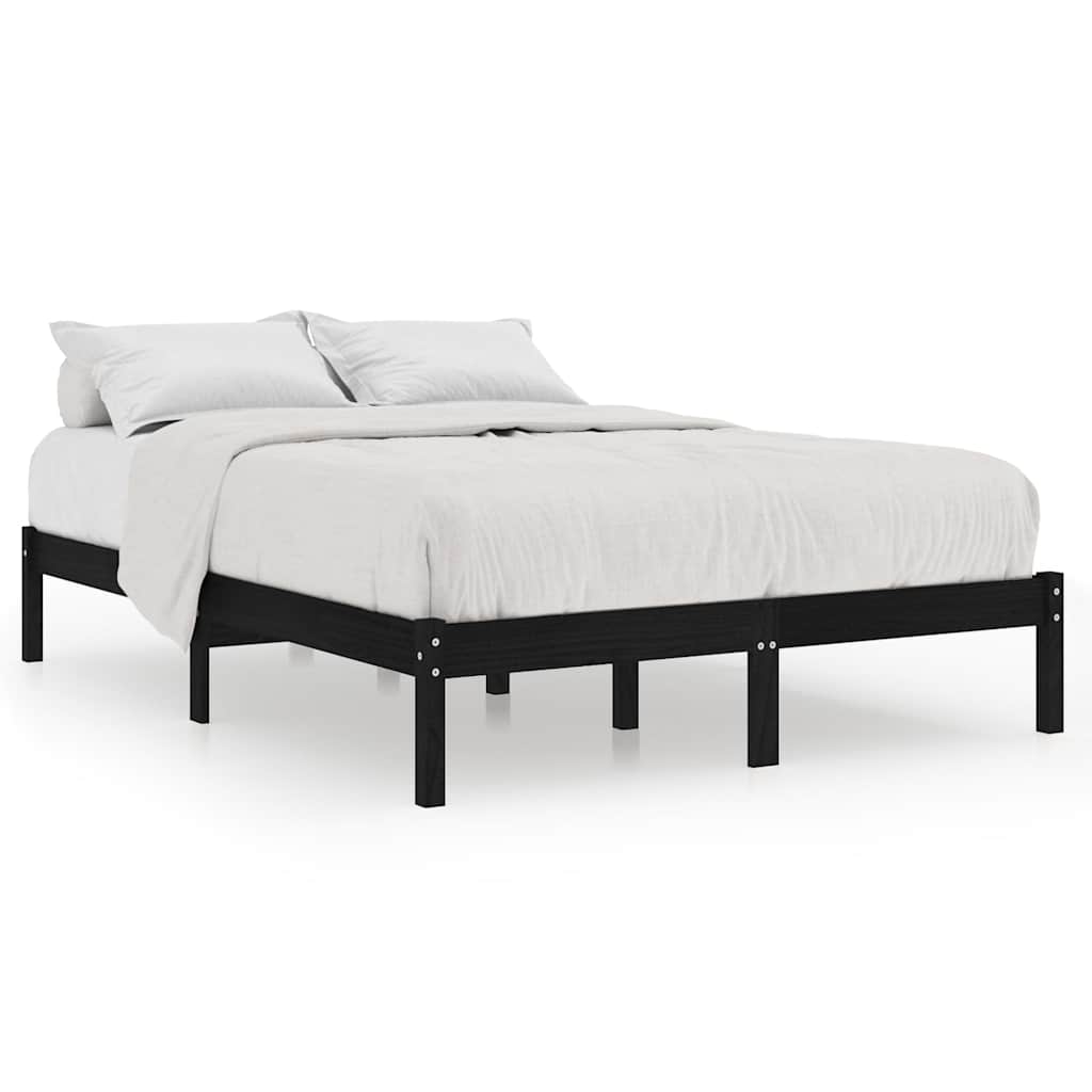 Vidaxl bedframe massief hout zwart 150x200 cm