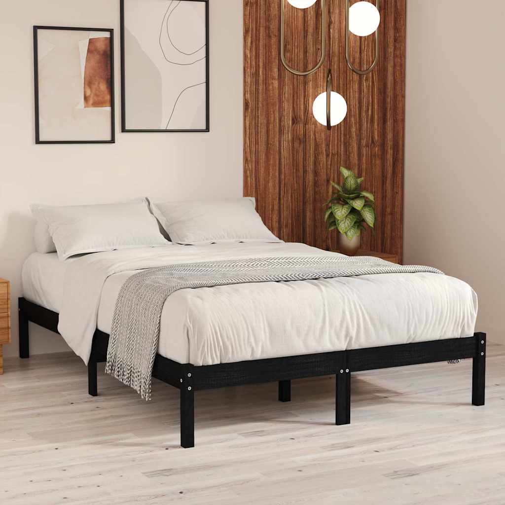Vidaxl bedframe massief grenenhout zwart 200x200 cm