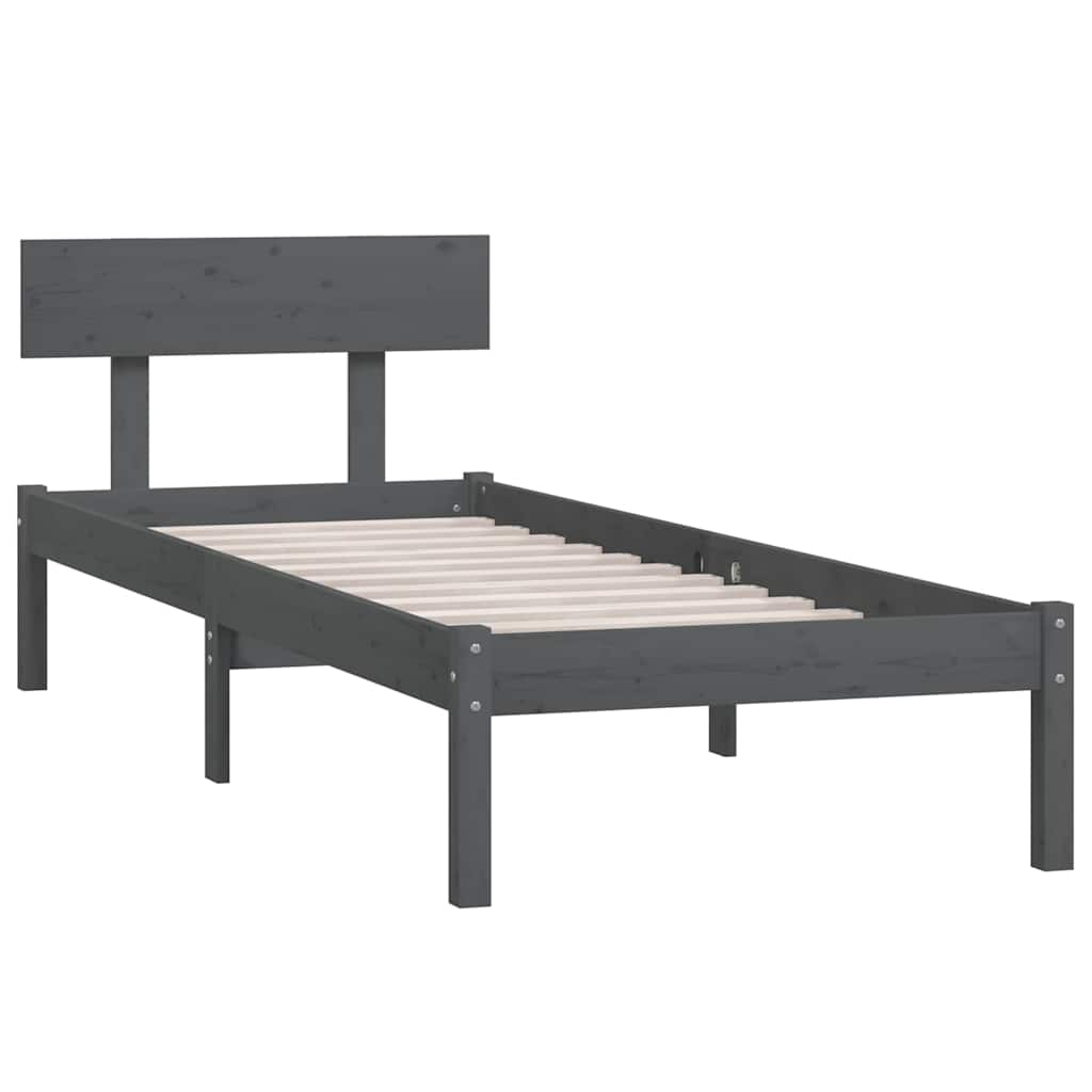 Vidaxl bedframe massief grenenhout grijs 90x190 cm