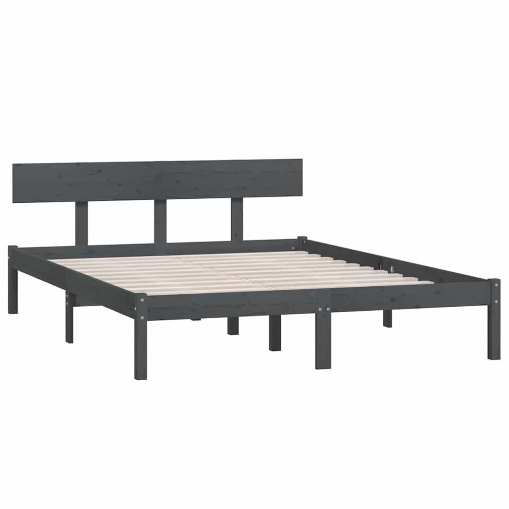 Vidaxl bedframe massief hout grijs 120x190 cm