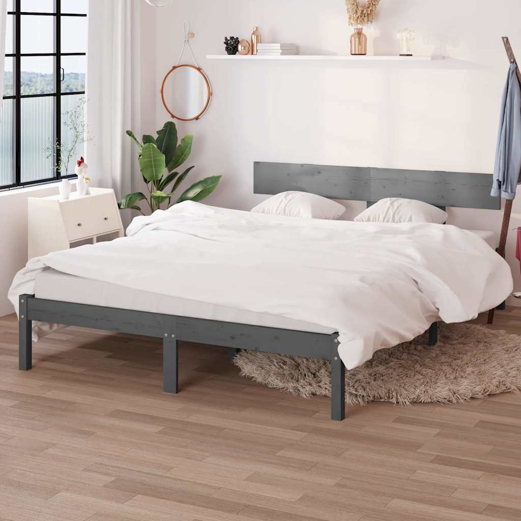 Vidaxl bedframe massief hout grijs 120x190 cm