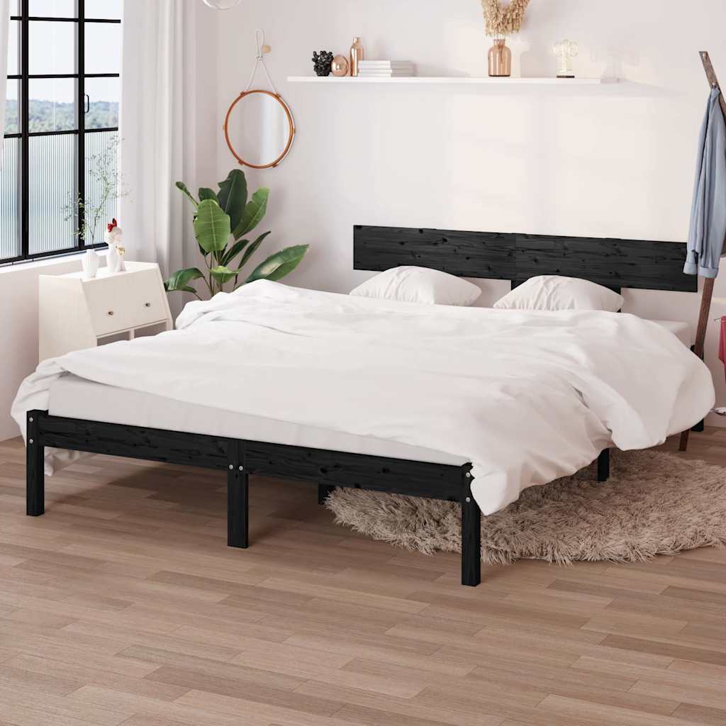 Vidaxl bedframe massief hout zwart 120x190 cm