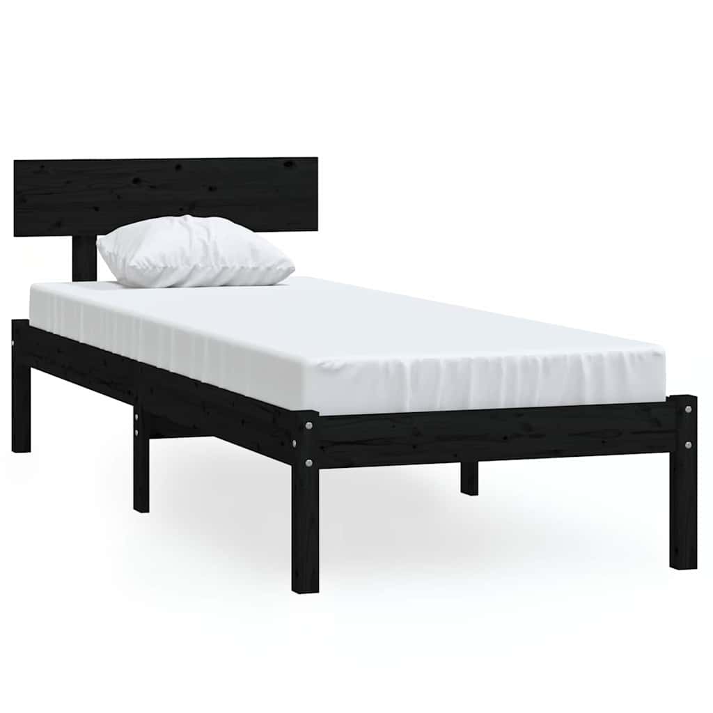 Vidaxl bedframe massief grenenhout zwart 90x200 cm