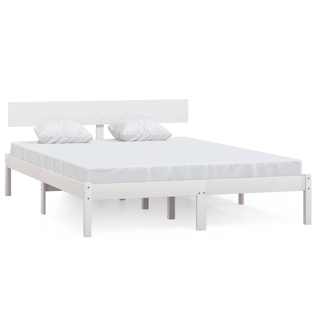 Vidaxl bedframe massief grenenhout wit 150x200 cm