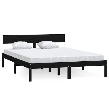 Vidaxl bedframe massief grenenhout zwart 150x200 cm