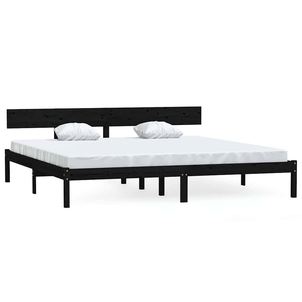 Vidaxl bedframe massief grenenhout zwart 180x200 cm