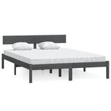 Vidaxl bedframe massief grenenhout grijs 200x200 cm