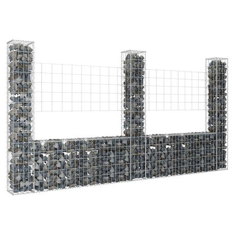 Vidaxx Gabione U-Form mit 3 Pfosten 260x20x150 cm Eisen