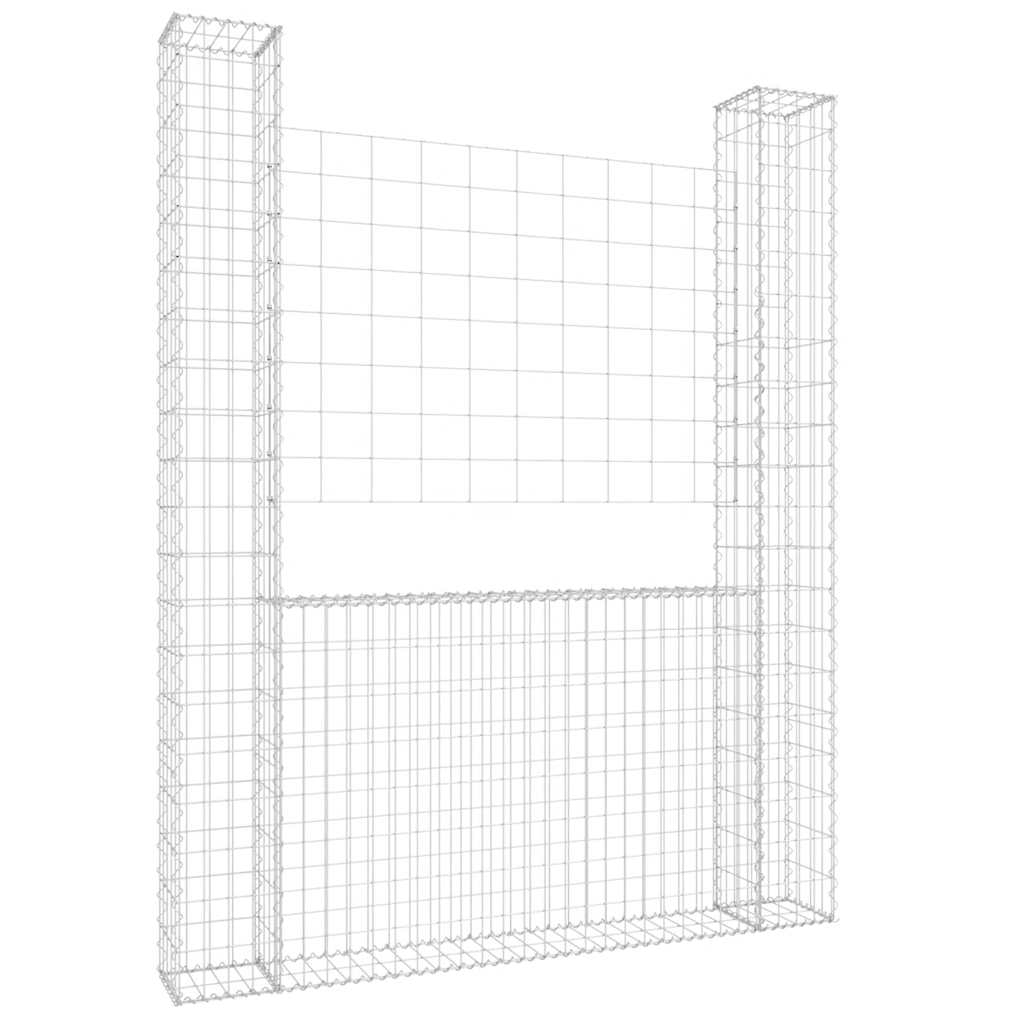 Vidaxl schanskorf u-vormig met 2 palen 140x20x200 cm ijzer