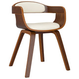 Vidaxl eetkamerstoelen 2 st gebogen hout en kunstleer crèmekleurig
