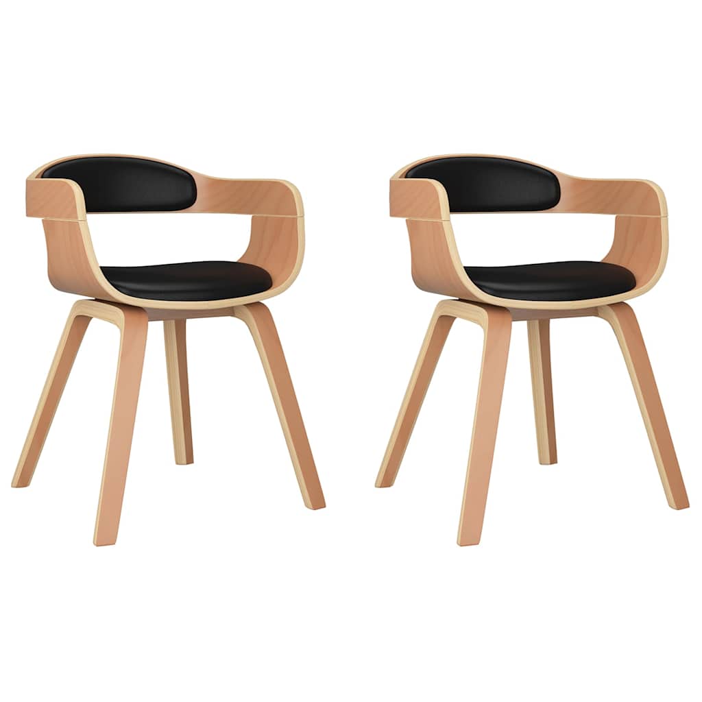 Vidaxl eetkamerstoelen 2 st gebogen hout en kunstleer zwart
