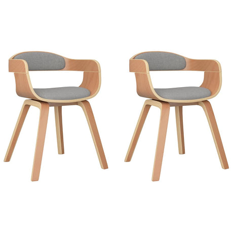 Vidaxl eetkamerstoel 2 st gebogen hout en stof taupe