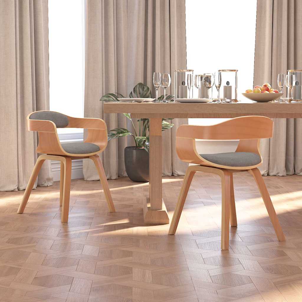 Vidaxl eetkamerstoel 2 st gebogen hout en stof taupe
