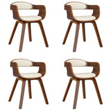 Vidaxl eetkamerstoelen 4 st gebogen hout en kunstleer crèmekleurig